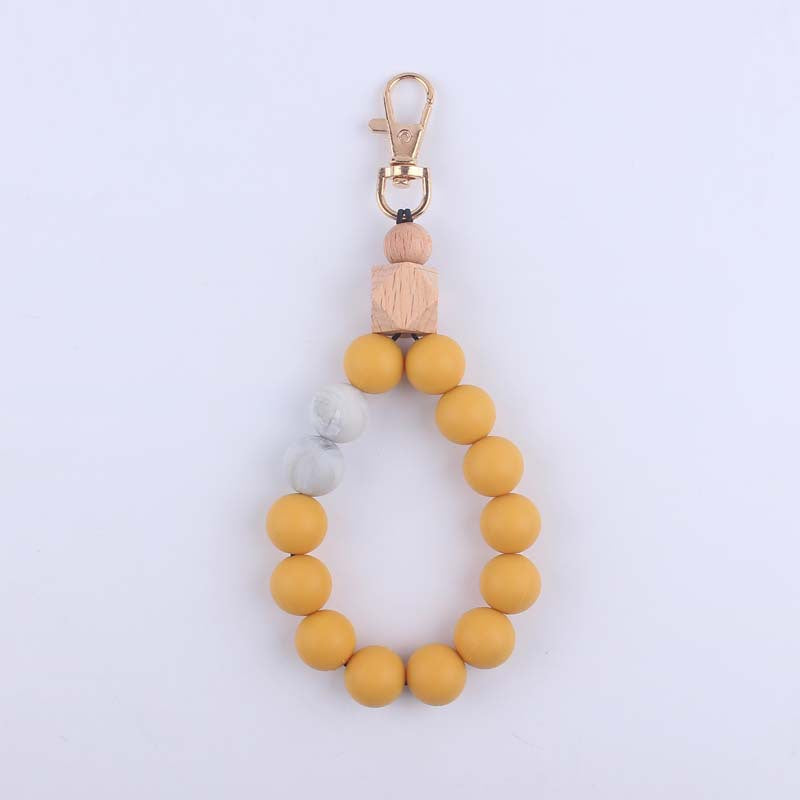 Keychains Silicone Beads Wooden Anise Wristlet MIC-YWGT001