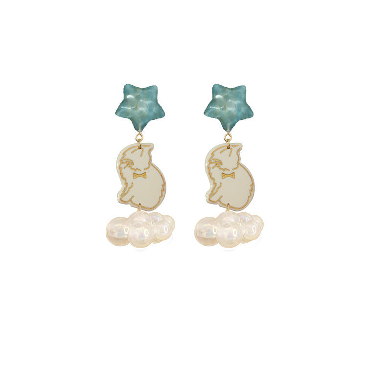 Acrylic cartoon hand made cat earrings MIC-QingJ031