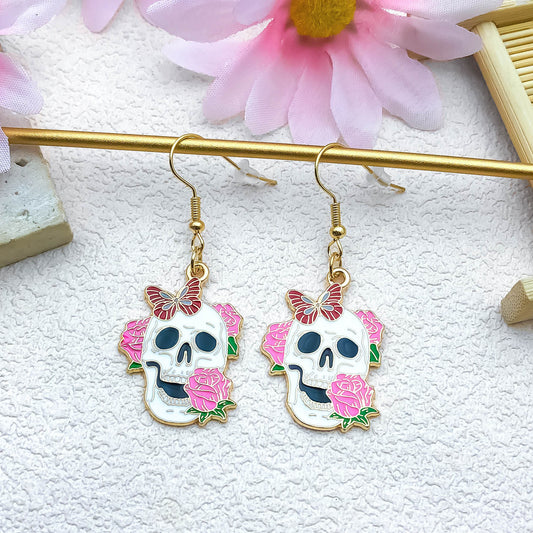 Alloy Halloween skull flower butterfly earrings (Minimo de compra 5) MIC-OuL005