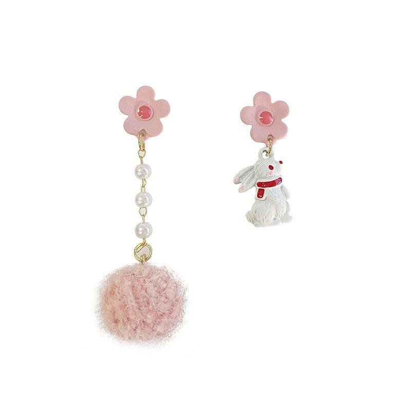 Alloy tassel plush cat earrings MIC-MDD116