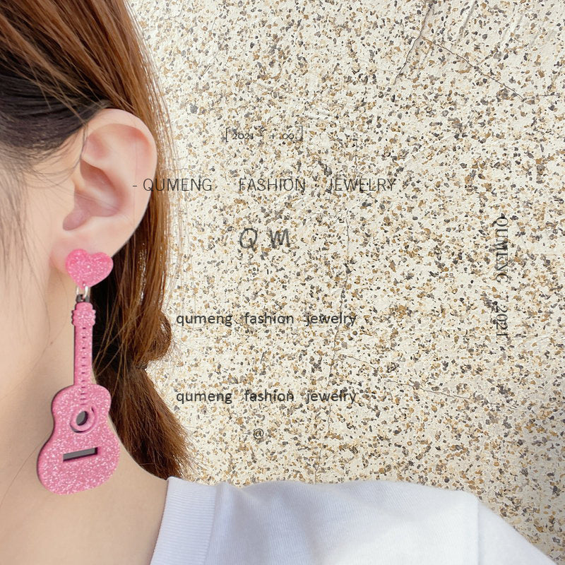 Acrylic guitar earrings (Minimo de Compra 3) MYA-OuG039