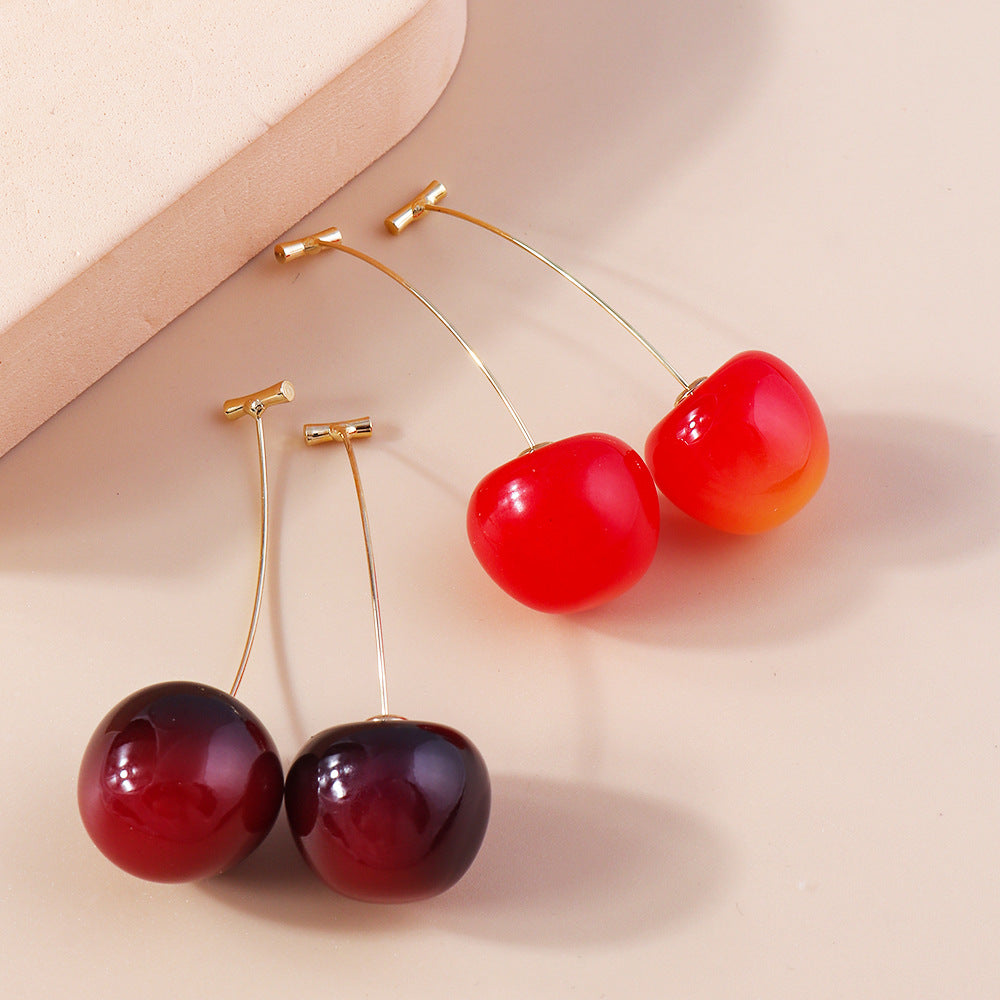 Alloy Fruit Cherry Earrings  MYA-YueS012