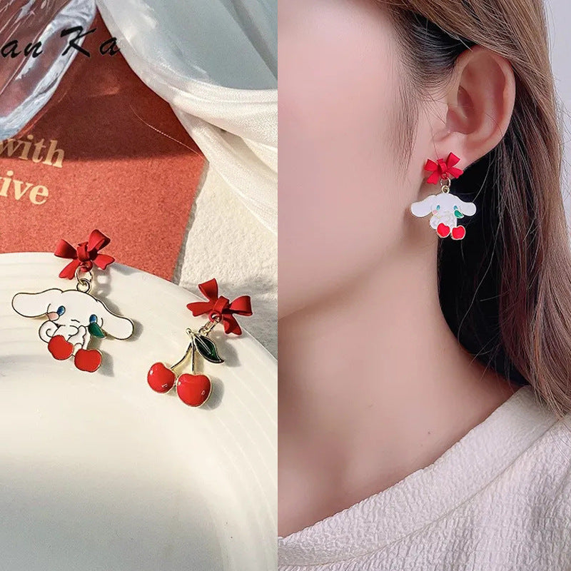 Acrylic Fruit Cherry Asymmetric Earrings (Minimo de Compra 2) MIC-XiM054