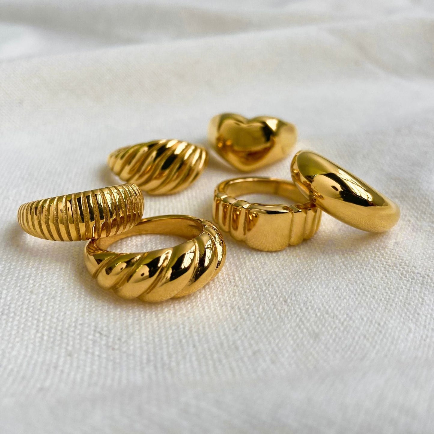 Gold Plated Stainless Steel Croissant Ring MIC-JieD001