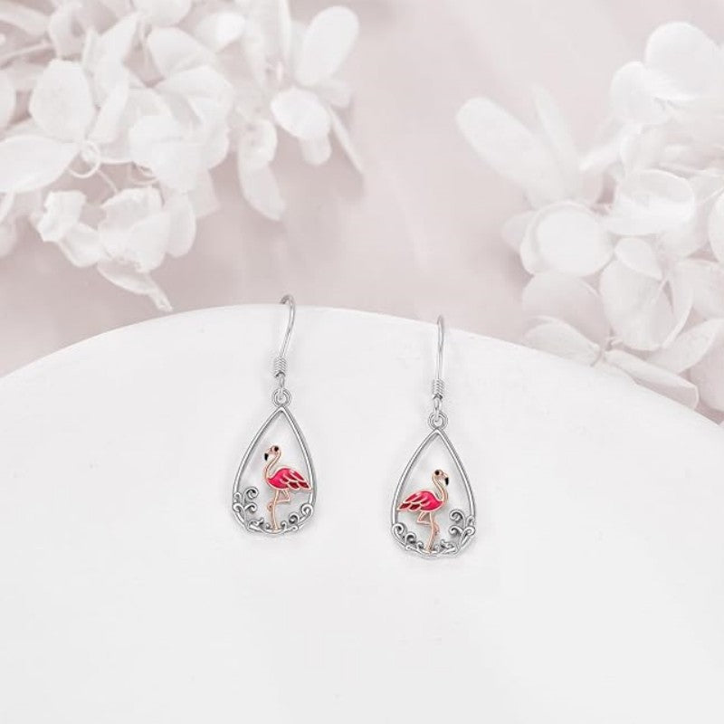 Alloy beautiful flamingo studded with diamond earrings (Minimo de compra 10) MIC-ZhuY010