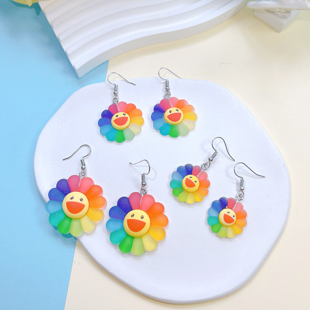 Acrylic New Sunflower Color Earrings PinH012