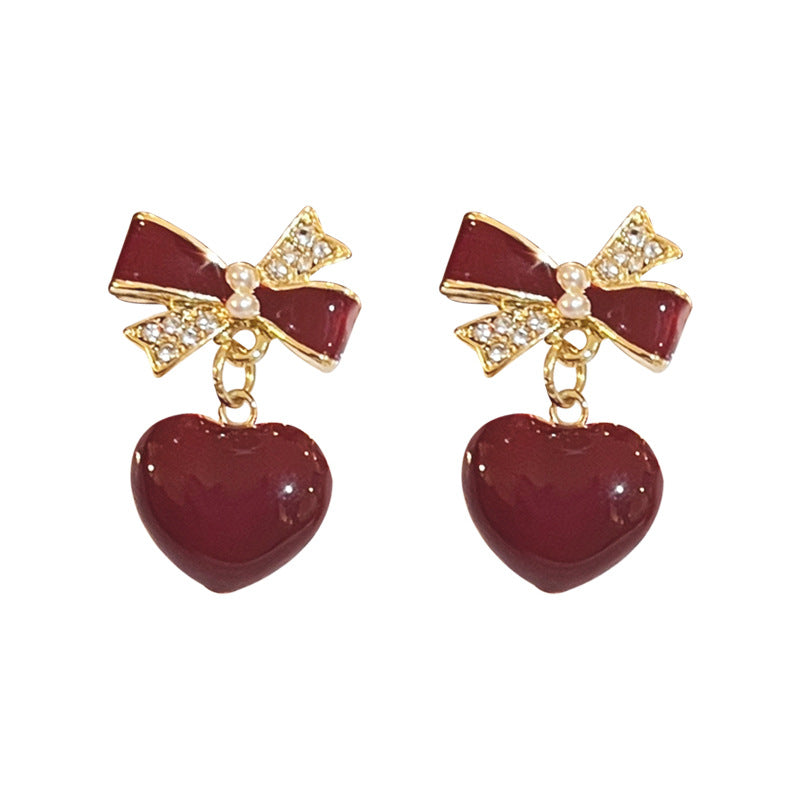 Alloy Bow Heart Earrings MIC-TTSP010