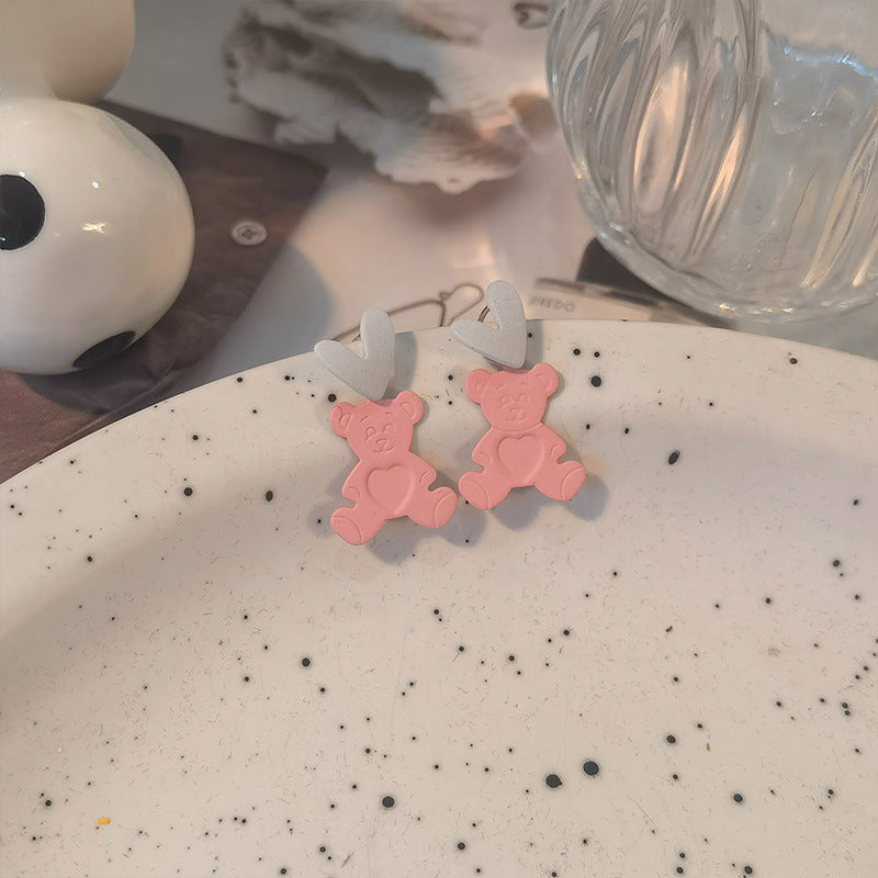 Resin Paint Bear Earrings MIC-JiuY025