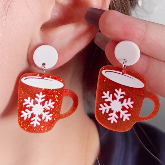 Acrylic Christmas Snow Gloves Earrings MIC-DuA097