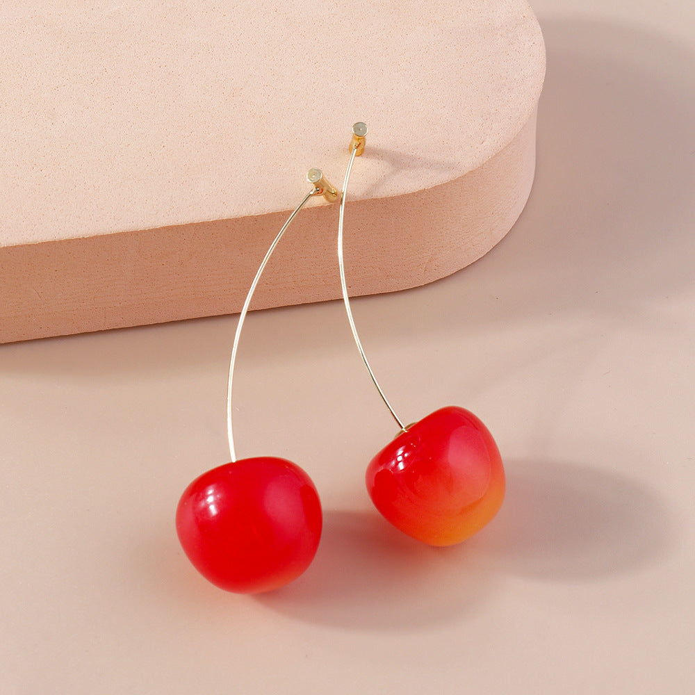 Alloy Fruit Cherry Earrings  MYA-YueS012