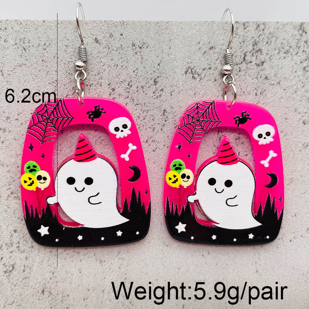 Acrylic Halloween Pumpkin Ghost Earrings (Minimo de Compra 2) MIC-ChenY011