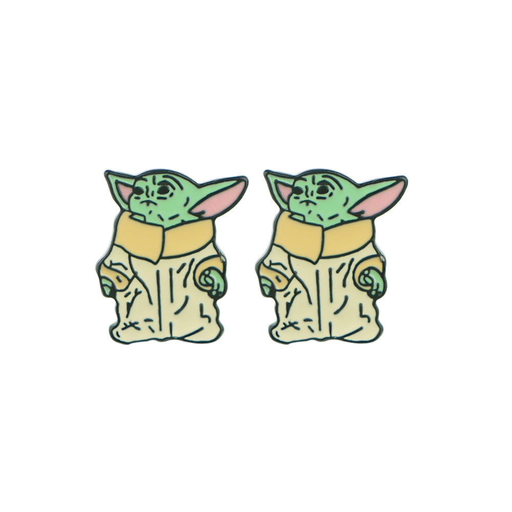 Alloy Yoda Baby Earrings (Minimo de Compra 5) MIC-KuB015