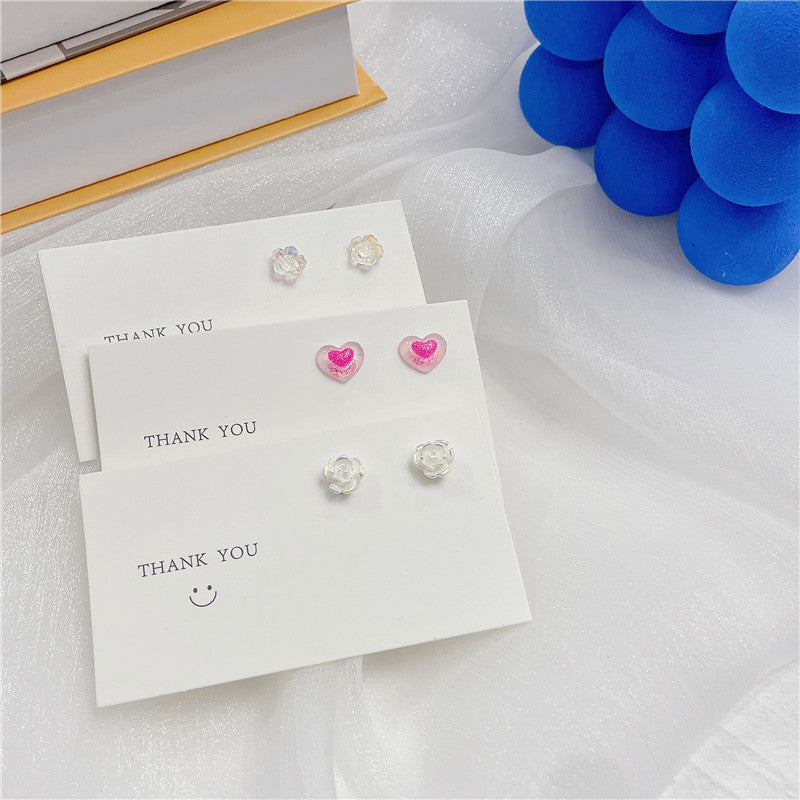 Resin Peach Heart Rose Earrings (Minimo de Compra 2) MYA-WWHM045