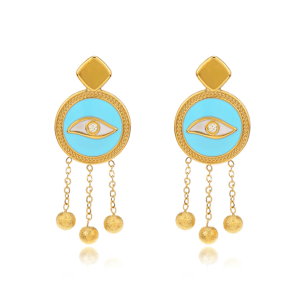 Stainless Steel blue eye studs （Minimo de compra 2） MIC-ChenH001