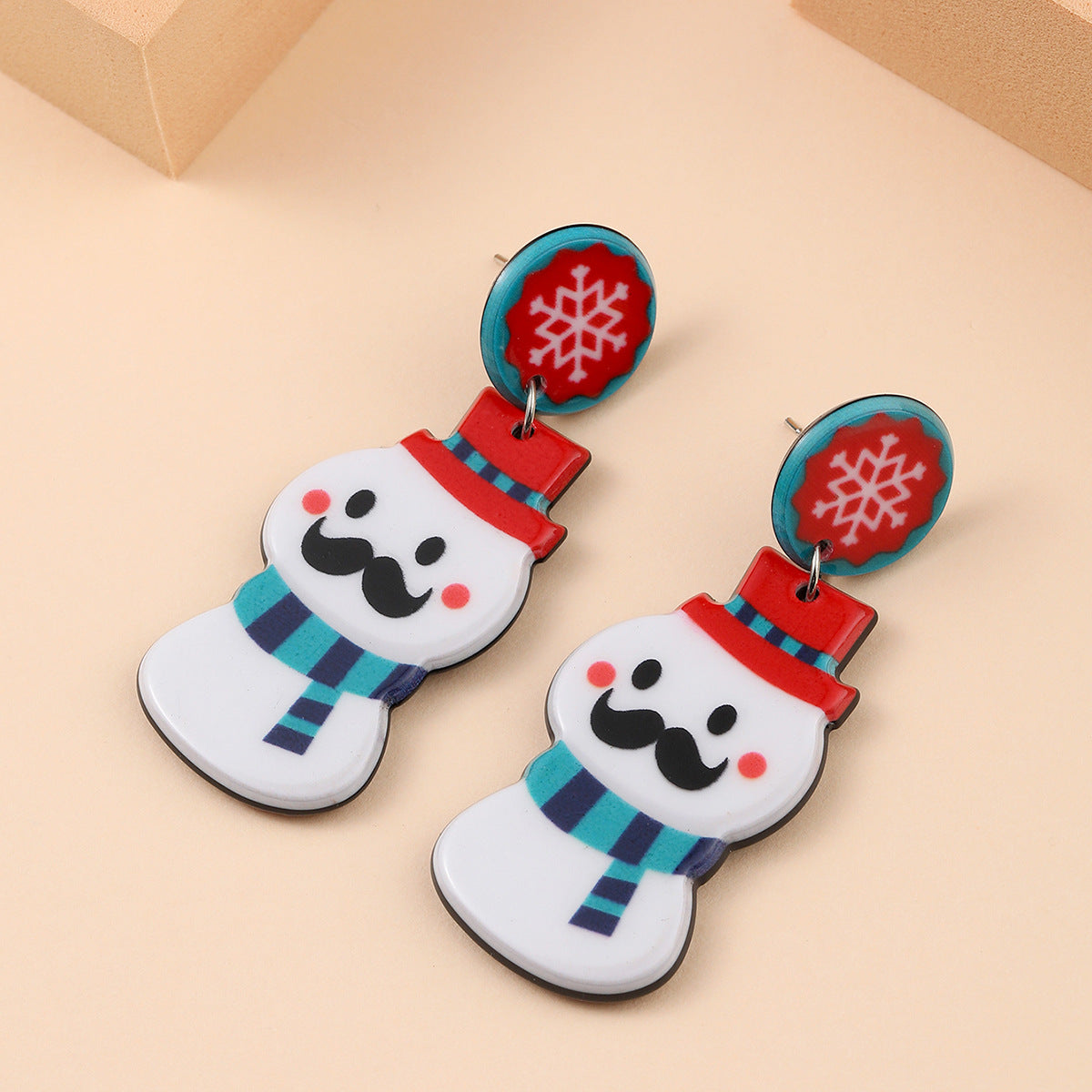 Acrylic Christmas Tree Snowman Earrings MIC-JunJ022