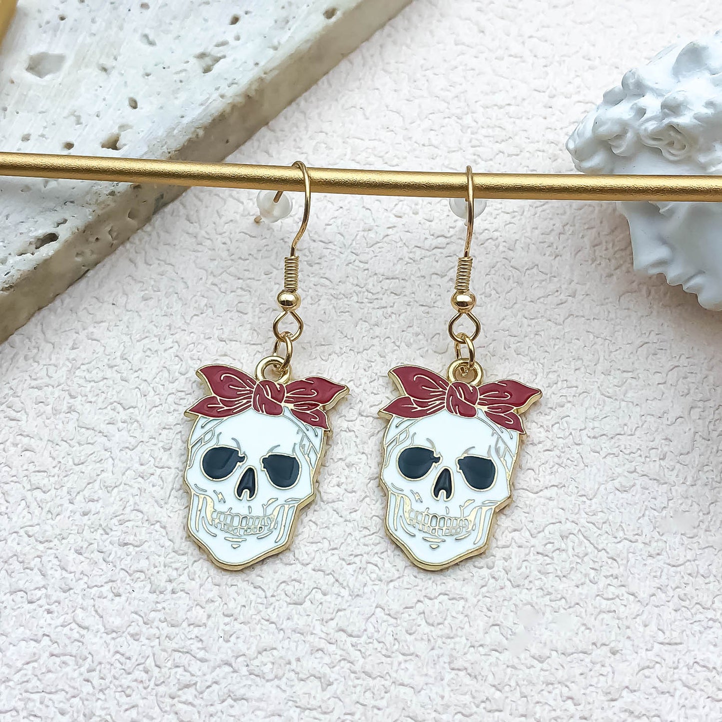 Alloy Halloween Bow Skull Earrings (Minimo de compra 5) MIC-OuL007