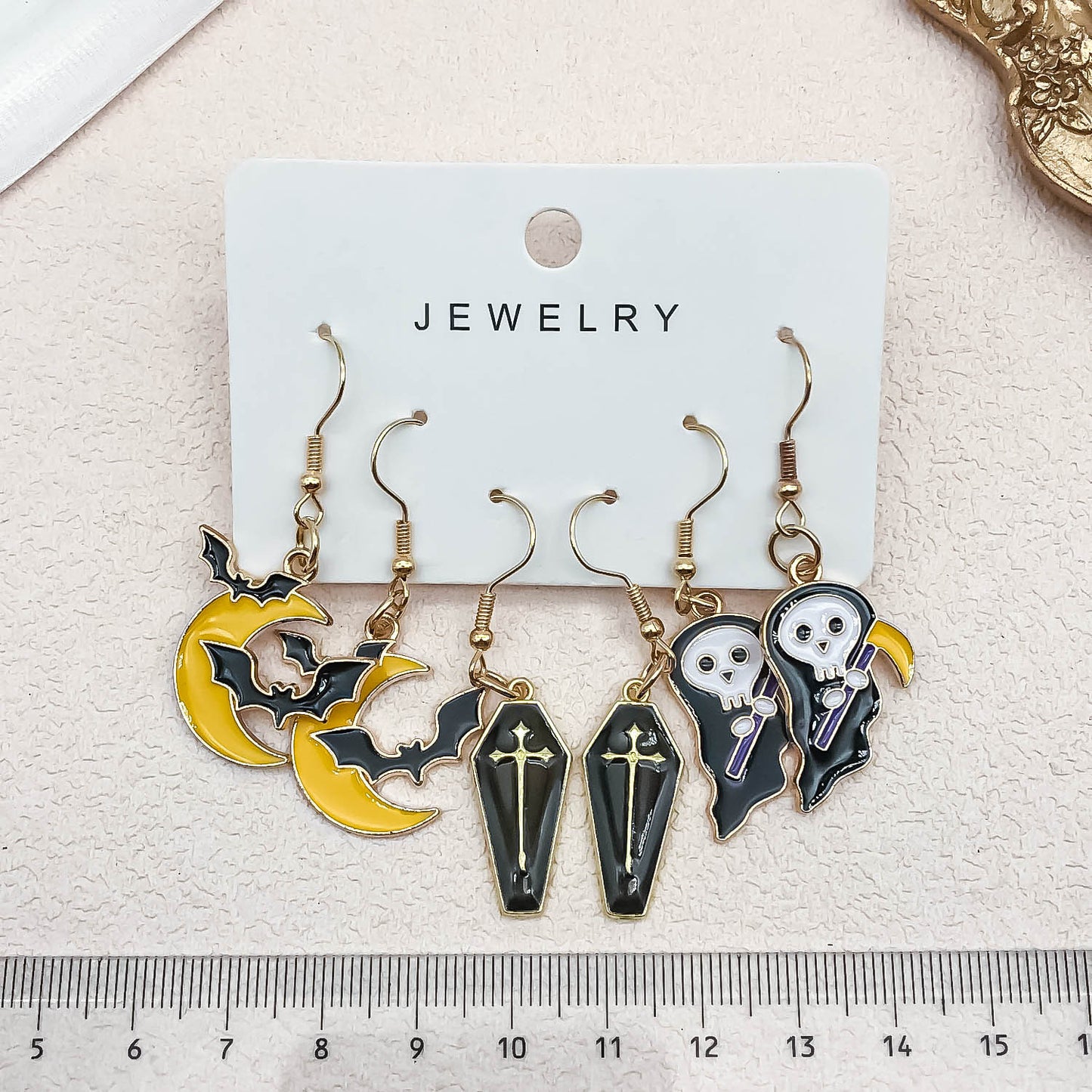 Alloy Halloween Moon Coffin sickle earrings (Minimo de compra 5) MIC-OuL001