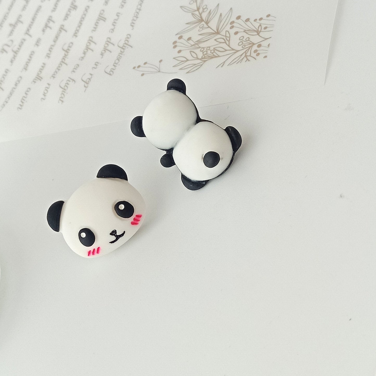 S925 Silver Post Cute Panda Stud Earrings MIC-YKT012