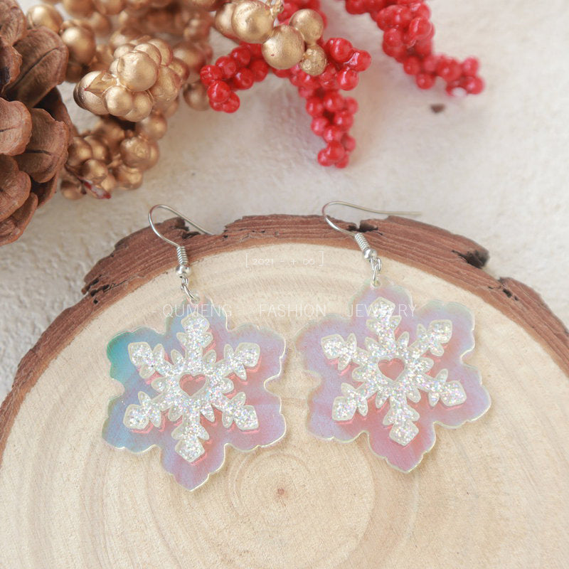 Acrylic Christmas Snowflake Earrings MYA-OuG082