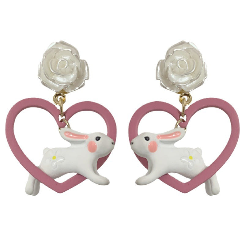 Alloy three-dimensional rabbit earrings (Minimo de Compra 3) MIC-BiS020