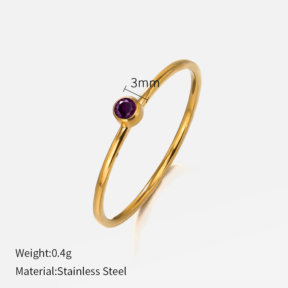 Stainless steel gold-plated colored diamond ring （Minimo de compra 2） MYA-chenH011