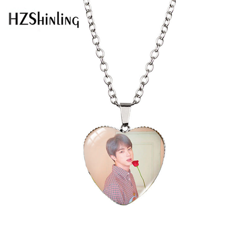 Alloy Time Gem Heart Necklace MIC-XiangL039