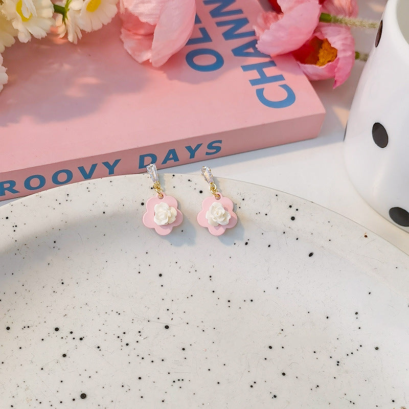 Alloy macaron pink earrings (Minimo de Compra 5) MIC-JiuY062