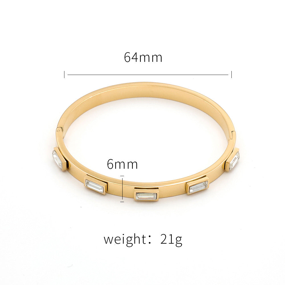 Stainless steel gold-plated open set zircon bracelet MYA-XuanJ020