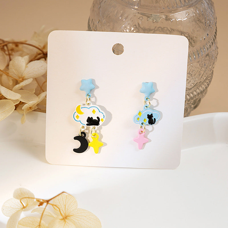 Alloy cartoon painted cat earrings MIC-MDD143