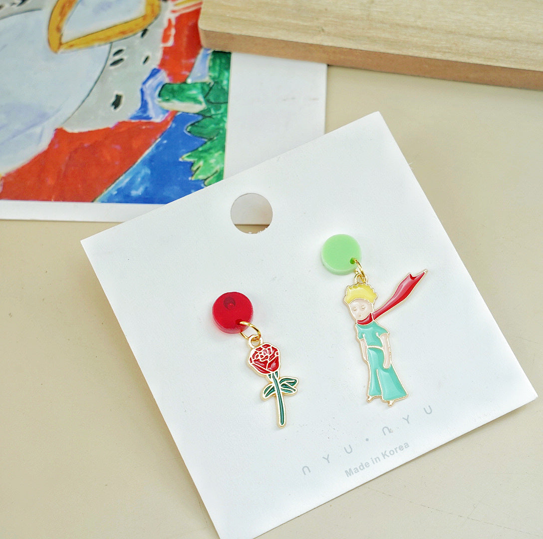 Alloy Little Prince and Rose Earrings MIC-XNWE014