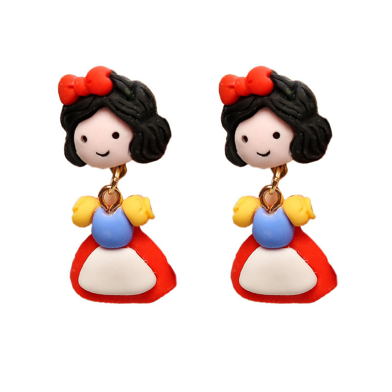 Resin cartoon Snow White earrings MIC-XME014