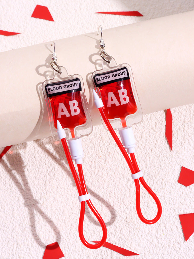 Alloy plasma blood bag earrings (Minimo de compra 2) MYA-HuanQ001