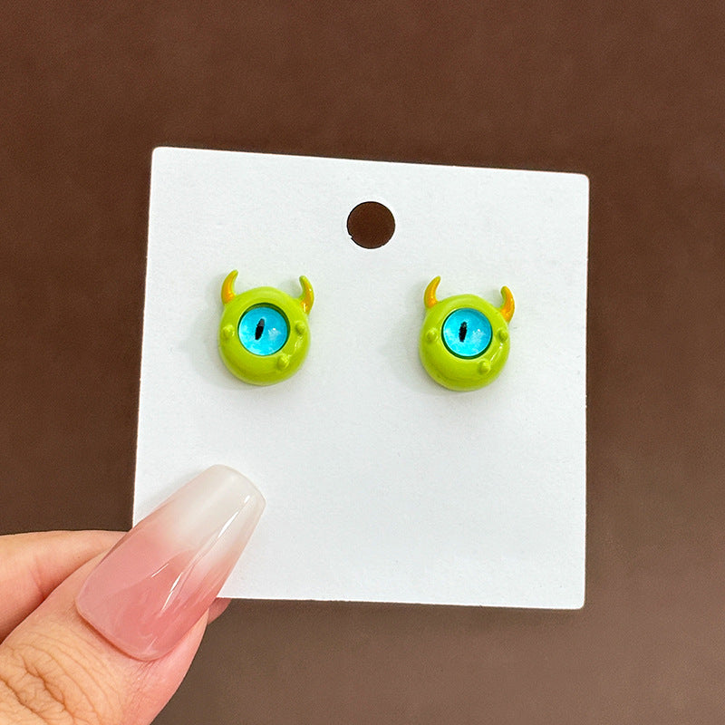 Alloy cartoon oil dripping cat's eye stone earrings MIC-MDD161