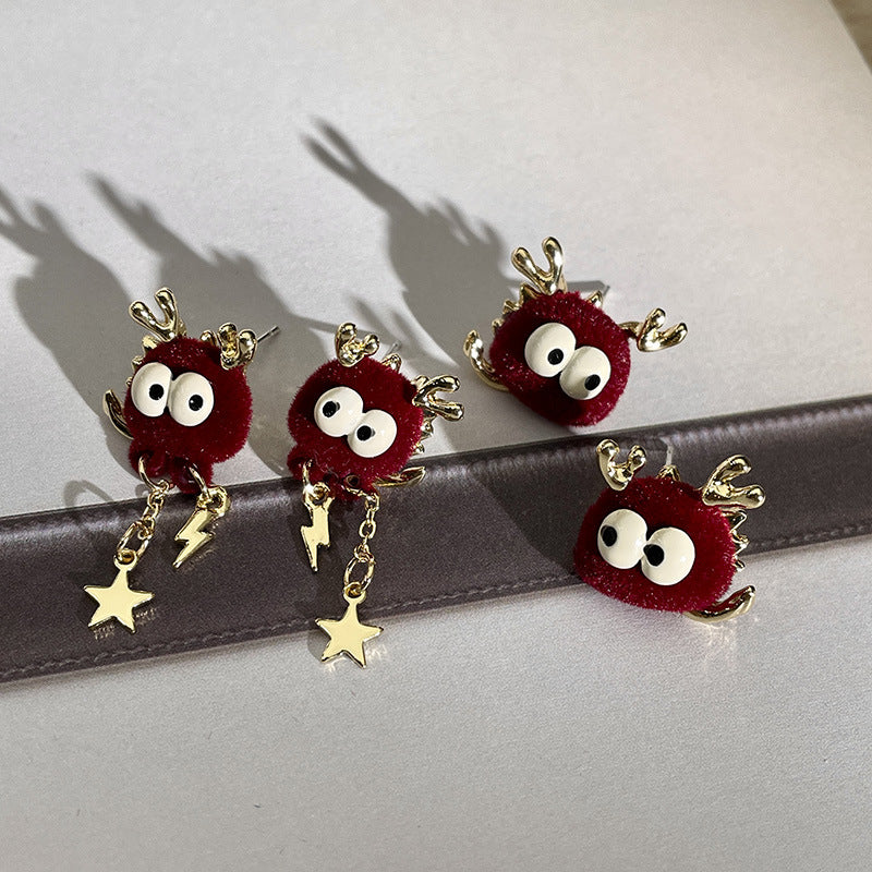 Alloy plush red earrings MIC-DieD002