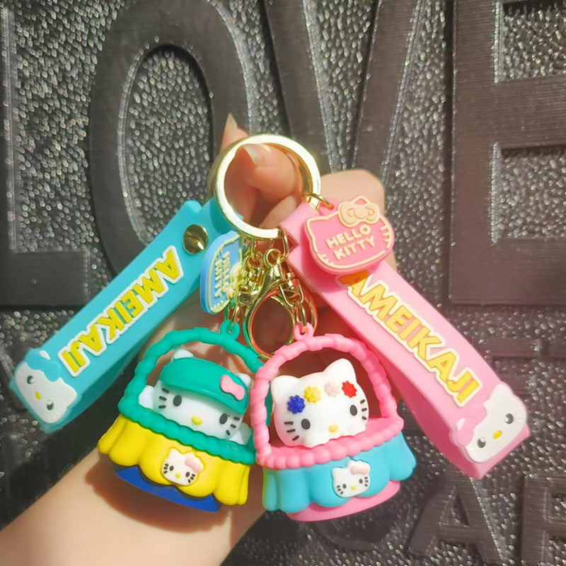 PVC cartoon basket cat keychain MIC-FeiR009