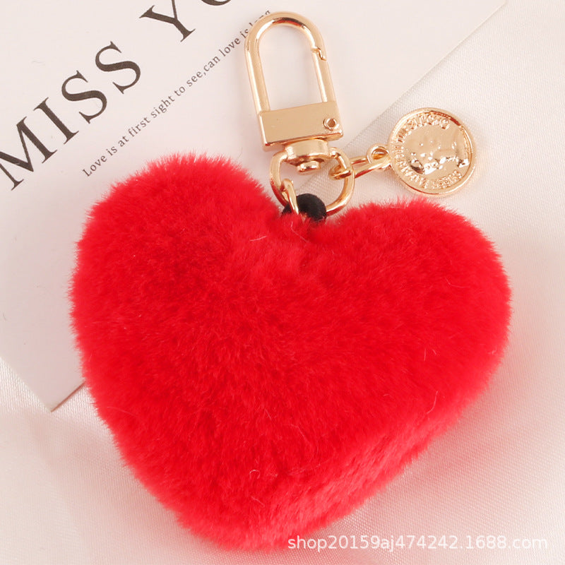 Keychains Alloy Plush Hearts Fur Balls MIC-YiHan051