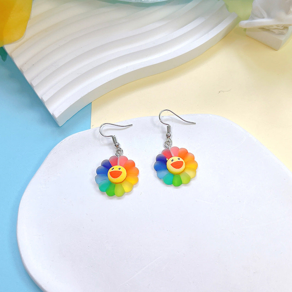 Acrylic New Sunflower Color Earrings PinH012