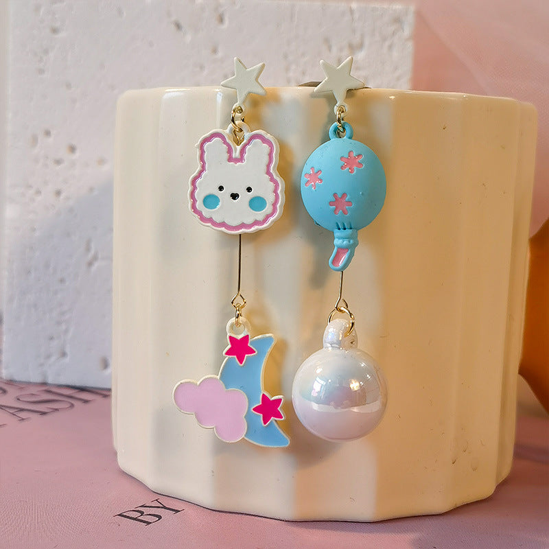 Alloy Cartoon Moon Cat Earrings (Minimo de Compra 5) MIC-JiuY067