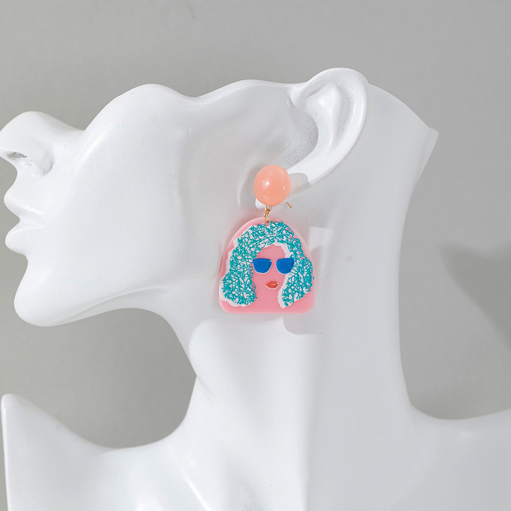 Acrylic character image earrings (Minimo de Compra 2) MIC-BeiQ009