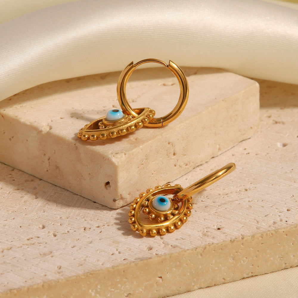 Evil Eye Gold Plated Zircon Earrings MIC-WanX007