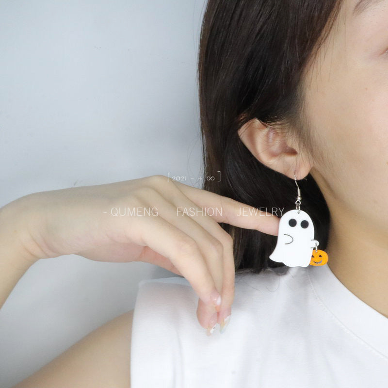 Acrylic Halloween New Skull Earrings (Minimo de Compra 3) MIC-OuG069