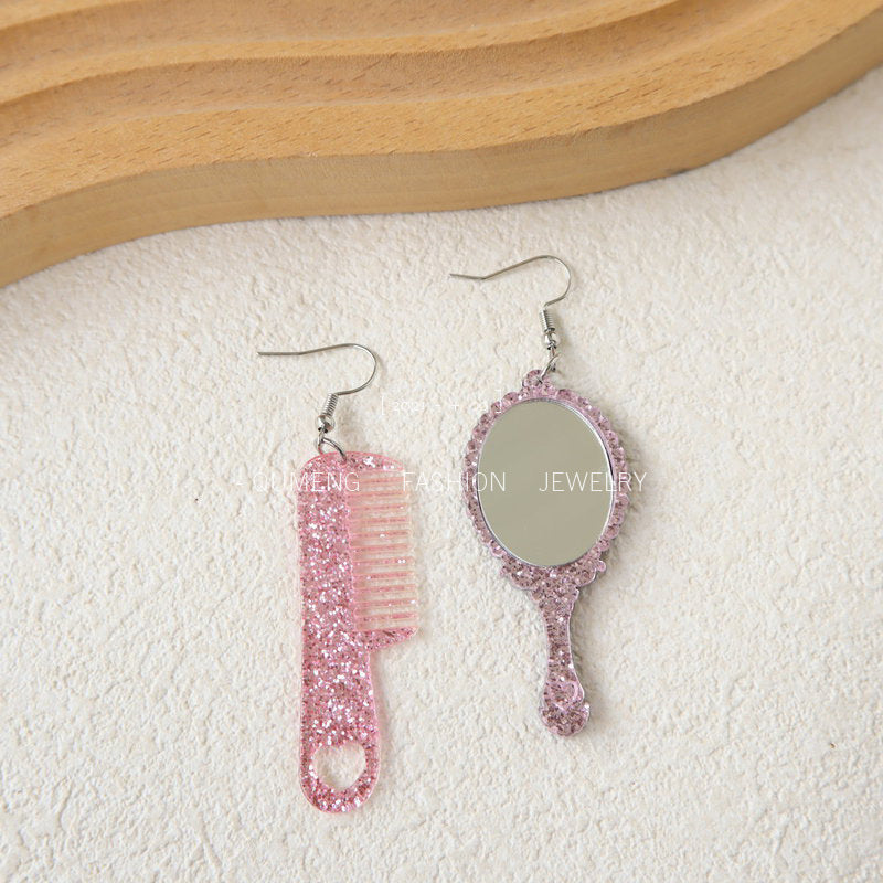 Acrylic mini makeup mirror earrings (Minimo de Compra 3) MYA-OuG031