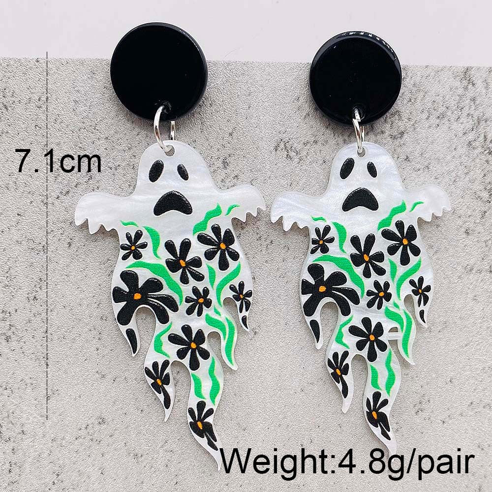 Acrylic Halloween Ghost Pumpkin Earrings (Minimo de Compra 2) MIC-ChenY023