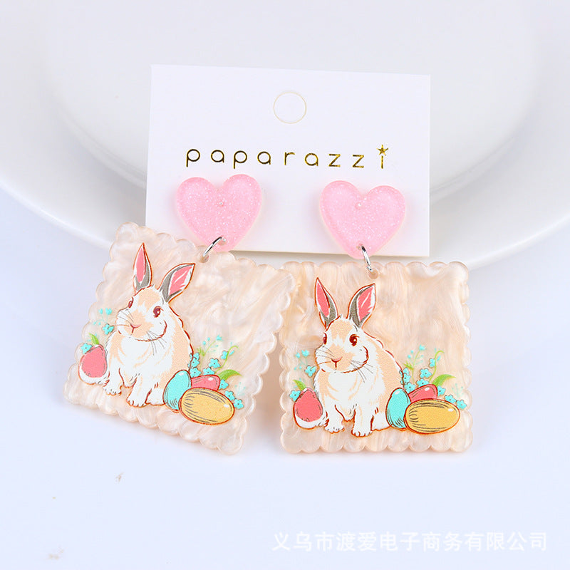 Acrylic cute rabbit earrings MIC-DuAi004