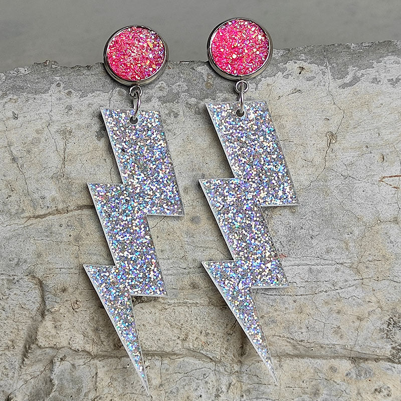 Acrylic Sparkling Powder Laser Earrings (Minimo de compra 2) MIC-SiB005