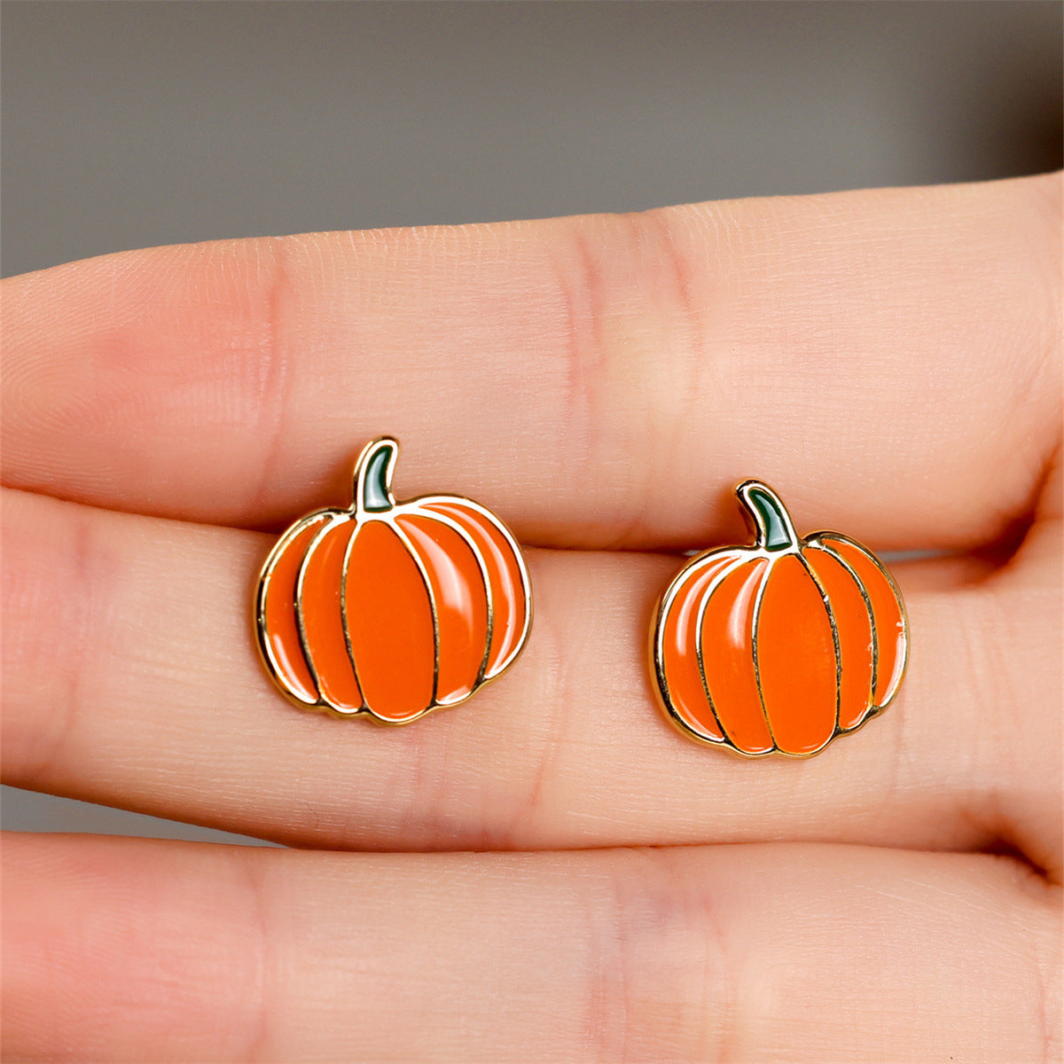 Alloy orange pumpkin Halloween earrings MIC-LvK001