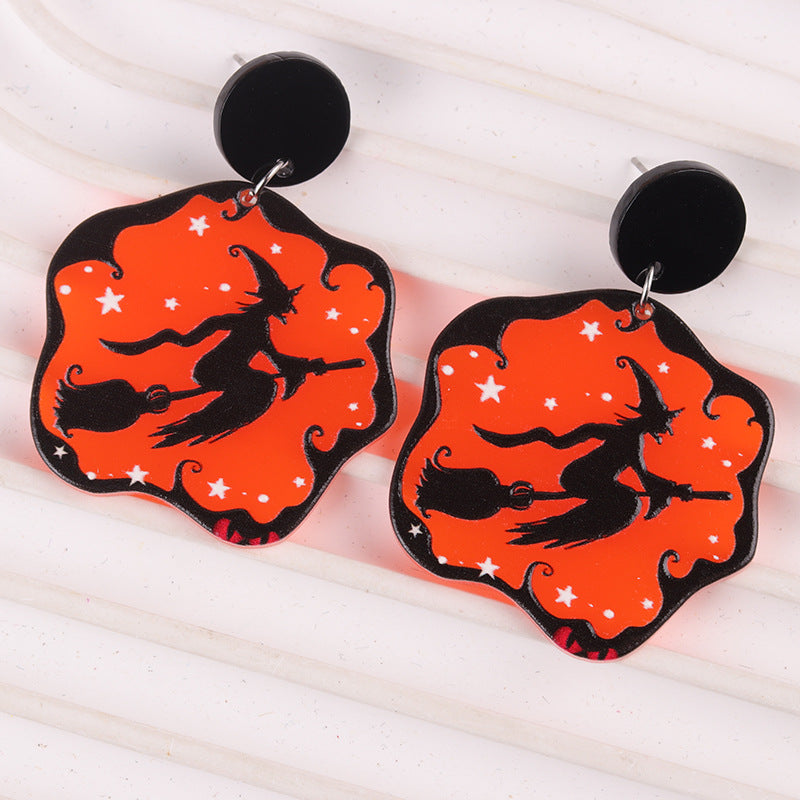 Acrylic funny pumpkin cat earrings MYA-DuA090