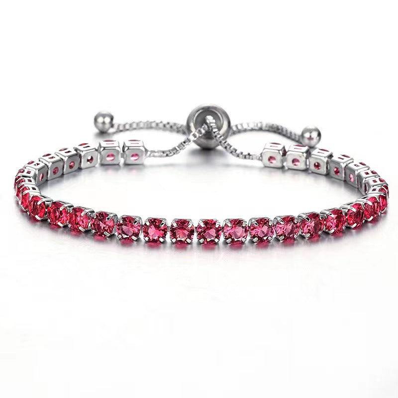 Alloy 4mm round single row full diamond bracelet (Minimo de Compra 2) MIC-LinD005