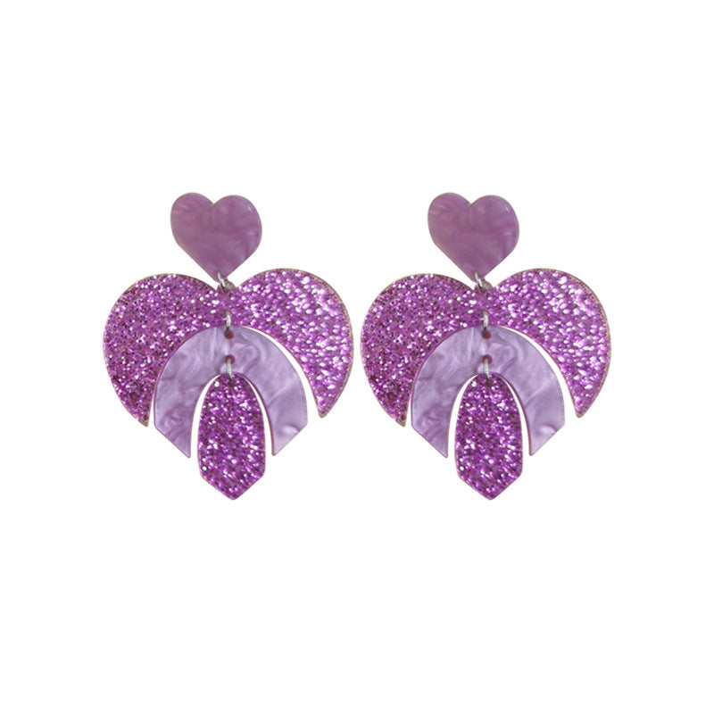 Acrylic pink sequin love letter earrings (Minimo de Compra 2) MIC-QingM019