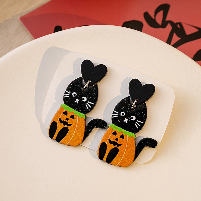 Alloy Halloween Cat Earrings MYA-MDD163